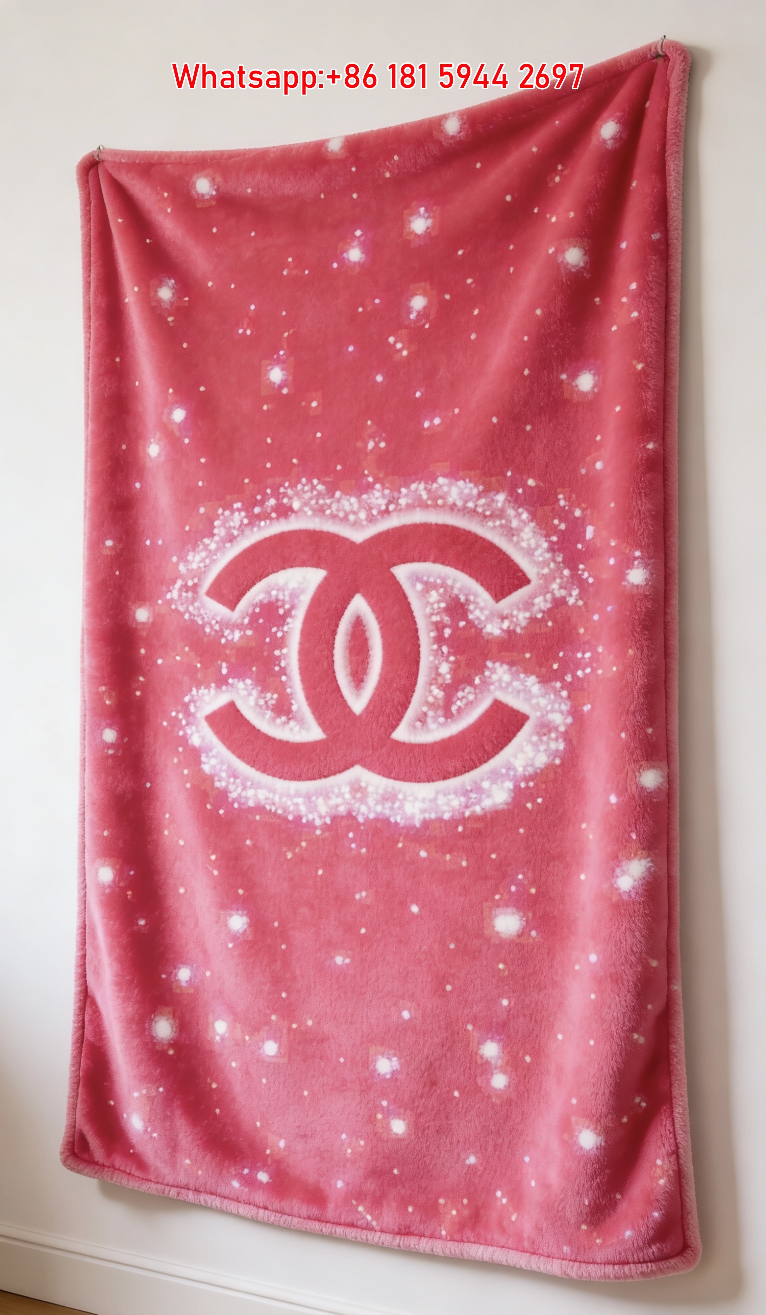 Chanel Flannel Sofa Throw Blanket with Classic Figure Print Wall Hanging Decor IMG_7290